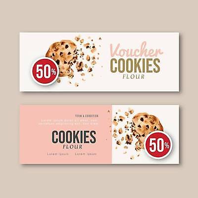 EPS 해외이미지 템플릿 분홍색 일러스트 사람없음 세일 손상 달콤 상품권 50% 초코칩쿠키 해외일러스트 컬러 컨셉 퍼센트 맛 초코칩 초코쿠키 파일형식 벡터 이미지허브