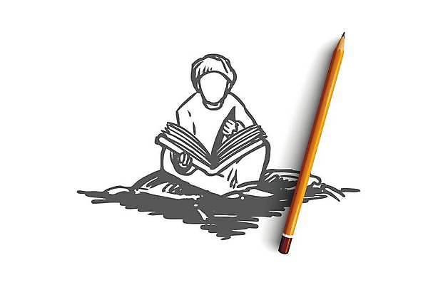 EPS 해외이미지 전신 남자 일러스트 한명 앉기 성인 독서 연필 이슬람교 스케치 손그림 얼굴없음 성인남자한명만 해외일러스트 1 종교 모션 학용품 미술 사람 필기구 남자한명만 성인남자만 파일형식 벡터 이미지허브