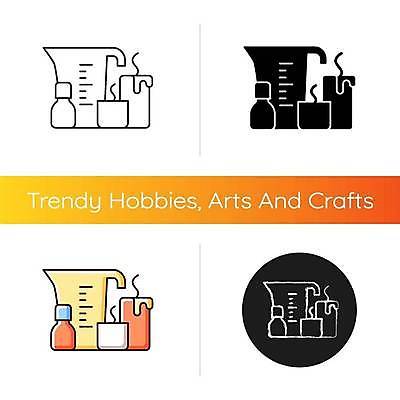 EPS 해외이미지 일러스트 초 취미 사람없음 플랫 만들기 DIY 계량컵 왁스 핸드메이드 해외일러스트 모션 컵 계량 파일형식 벡터 이미지허브