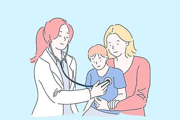 EPS 해외이미지 여자 남자 아들 어린이 일러스트 청진기 안기 엄마 병원 들기 소년 상반신 성인 세명 파란색 진료 건강검진 소아과의사 해외일러스트 컬러 의학 가족 의료기기 모션 사람 의사 검사_조사 파일형식 벡터 이미지허브