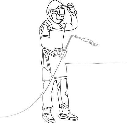 EPS 해외이미지 전신 남자 라인일러스트 일러스트 노동자 작업복 한명 서기 들기 성인 장비 작업 라인아트 손그림 드로잉 용접마스크 성인남자한명만 해외일러스트 직업 1 옷 선 모션 마스크 미술 사람 남자한명만 성인남자만 파일형식 벡터 이미지허브