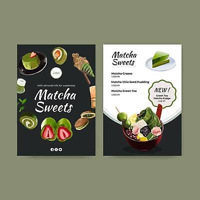 EPS 해외이미지 템플릿 잎 일러스트 디저트 사람없음 검은색 흰색 달콤 조각케이크 메뉴 메뉴판 푸딩 콘아이스크림 롤케이크 당고 말차 찹쌀모찌 안미츠 녹차맛 해외일러스트 식물 음식 컬러 아이스크림 차_음료 케이크 맛 녹차 일본음식 파일형식 벡터 이미지허브