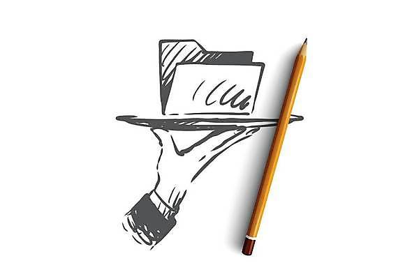 EPS 해외이미지 접시 손 컨셉 일러스트 들기 신체부위 연필 디지털 자료 정보 스케치 폴더 손그림 시스템 해외일러스트 식기 모션 학용품 미술 사람 필기구 파일 파일형식 벡터 이미지허브