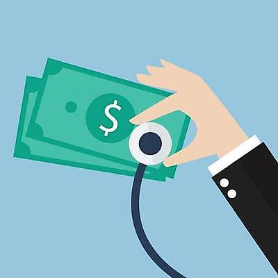 EPS 해외이미지 손 하늘색 지폐 일러스트 청진기 들기 신체부위 금융 경제 진료 해외일러스트 돈 의학 의료기기 모션 사람 파란색 파일형식 벡터 이미지허브