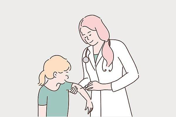 EPS 해외이미지 여자 어린이 일러스트 병원 주사기 상반신 성인 두명 환자 의사 소아과의사 예방접종 예방주사 여자만 해외일러스트 의학 의료기기 사람 의료진 예방 접종 파일형식 벡터 이미지허브