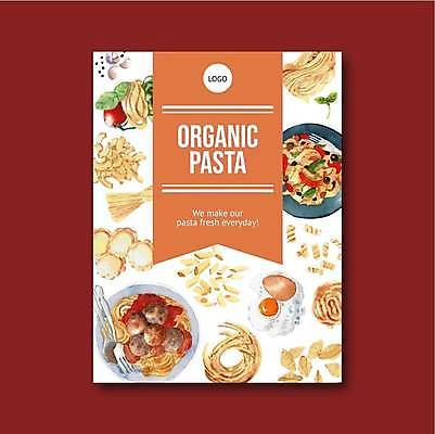 EPS 해외이미지 포스터 일러스트 파스타 종류 사람없음 계란 주황색 다양 흰색 미트볼스파게티 파스타면 해외일러스트 컬러 다수 서양음식 스파게티 알 면류 미트볼 파일형식 벡터 이미지허브