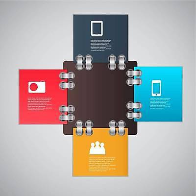 EPS 해외이미지 디자인 일러스트 비즈니스 모바일 사람모양 사람없음 스마트폰 태블릿 카메라 사각형 자료 인포그래픽 정보 연결 스프링노트 목차 해외일러스트 모양 도형 전자제품 핸드폰 스마트기기 공책 파일형식 벡터 이미지허브