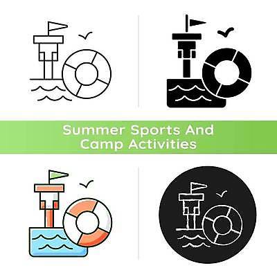 EPS 해외이미지 바다 일러스트 안전 사람없음 구출 플랫 라이프가드 구명부환 해외일러스트 도움 안전장비 튜브 파일형식 벡터 이미지허브