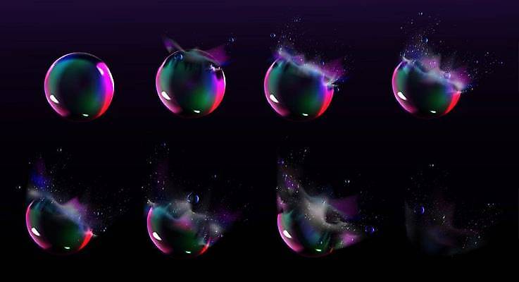 EPS 해외이미지 일러스트 사람없음 세트 비눗방울 폭발 과정 시각효과 효과 해외일러스트 컨셉 파일형식 벡터 이미지허브