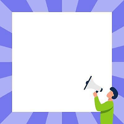 EPS 해외이미지 남자 일러스트 프레임 한명 들기 상반신 성인 보라색 확성기 외침 알림 성인남자한명만 카피스페이스 해외일러스트 1 컬러 모션 사람 소리 공백 남자한명만 성인남자만 파일형식 벡터 이미지허브