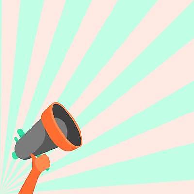 EPS 해외이미지 디자인 백그라운드 컨셉 일러스트 들기 사람없음 확성기 외침 잡기 손모양 카피스페이스 해외일러스트 모양 모션 소리 공백 파일형식 벡터 손_신체부위 이미지허브