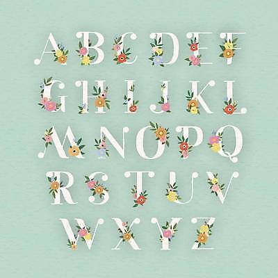 EPS 해외이미지 알파벳 꽃 잎 일러스트 대문자 사람없음 연두색 세트 조합형타이포 보테니컬아트 해외일러스트 식물 영어 타이포그라피 초록색 파일형식 벡터 이미지허브