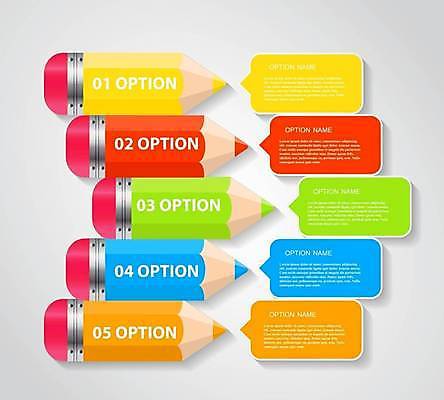 EPS 해외이미지 디자인 말풍선 일러스트 비즈니스 색연필 사람없음 자료 인포그래픽 정보 옵션 레이아웃 해외일러스트 학용품 파일형식 벡터 이미지허브