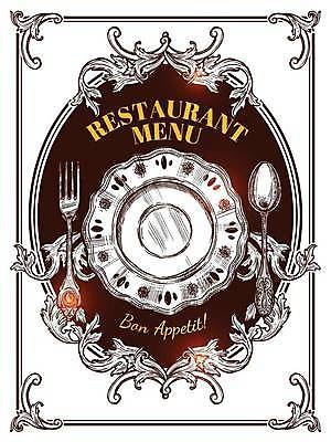 EPS 해외이미지 접시 디자인 포스터 포크 일러스트 사람없음 빛 레스토랑 숟가락 빈티지 스케치 테두리 손그림 해외일러스트 식기 컨셉 수저 미술 식당 파일형식 벡터 이미지허브