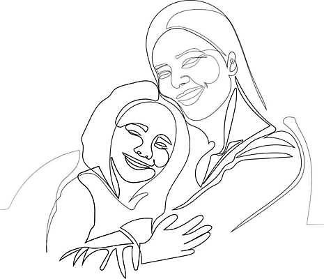 EPS 해외이미지 여자 행복 어린이 라인일러스트 일러스트 포옹 모녀 함께함 사랑 웃음 상반신 성인 두명 라인아트 손그림 드로잉 여자만 해외일러스트 딸 감정 선 컨셉 가족 안기 엄마 표정 미술 사람 파일형식 벡터 이미지허브