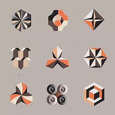 EPS 해외이미지 도형 디자인 일러스트 추상 사람없음 세트 원형 큐브 입체 정사각형 마름모 기하학 십자표시 엘리먼트 해외일러스트 무늬 표시 파일형식 벡터 이미지허브