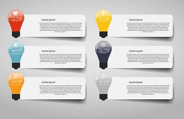 EPS 해외이미지 일러스트 비즈니스 전구 돋보기 아이디어 사람모양 사람없음 그래픽 자료 인포그래픽 정보 하트 전화기 전구모양 집모양 해외일러스트 모양 컨셉 파일형식 벡터 이미지허브