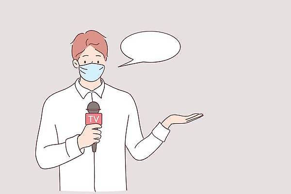 EPS 해외이미지 남자 말풍선 일러스트 비즈니스 말하기 마스크 한명 들기 상반신 성인 회색 가리킴 비즈니스맨 아나운서 마이크 성인남자한명만 코로나바이러스 델타변이바이러스 위드코로나 오미크론 해외일러스트 직업 1 컬러 음향기기 모션 사람 손짓 직장인 바이러스 사회이슈 남자한명만 성인남자만 파일형식 벡터 이미지허브