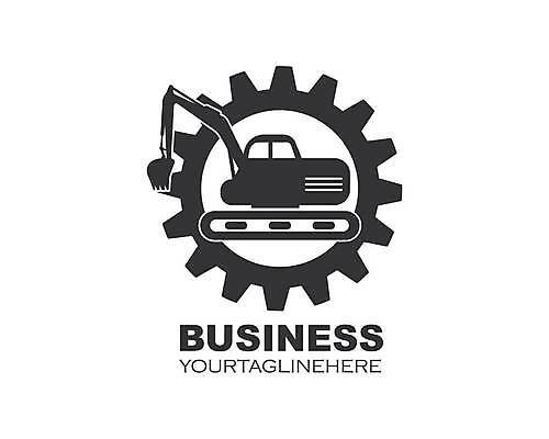 EPS 해외이미지 한대 일러스트 건설업 공사 사람없음 중장비 심볼 톱니바퀴 휠굴삭기 해외일러스트 1 산업 산업장비 포크레인 파일형식 벡터 이미지허브