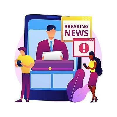 EPS 해외이미지 전신 여자 남자 종이 일러스트 경고 서기 들기 상반신 성인 세명 스마트폰 디지털 뉴스 아나운서 인터넷창 성인만 디지털라이프 해외일러스트 직업 라이프스타일 인터넷 모션 사람 핸드폰 스마트기기 파일형식 벡터 이미지허브