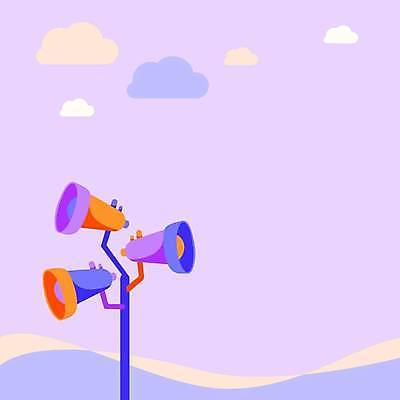 EPS 해외이미지 백그라운드 컨셉 일러스트 프레임 사람없음 보라색 확성기 발표 플랫 방송 카피스페이스 해외일러스트 컬러 공백 파일형식 벡터 이미지허브