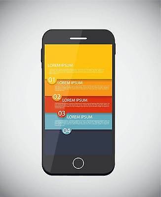 EPS 해외이미지 디자인 하늘색 일러스트 비즈니스 모바일 사람없음 빨간색 스마트폰 숫자 주황색 자료 인포그래픽 정보 목차 해외일러스트 문자 컬러 파란색 핸드폰 스마트기기 파일형식 벡터 이미지허브