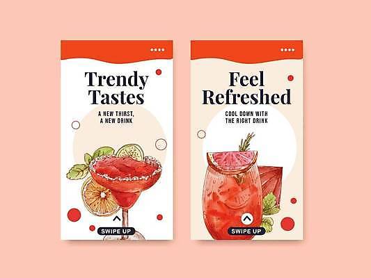 EPS 해외이미지 템플릿 과일 일러스트 사람없음 흰색 칵테일 민트 라임 로즈메리 과일조각 다홍색 소셜네트워크 해외일러스트 컬러 조각 주류 허브 파일형식 벡터 이미지허브