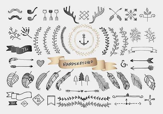 EPS 해외이미지 디자인 리본 잎 일러스트 추상 화살 수염 사람없음 세트 하트 빈티지 라인아트 깃털 손그림 닻 나무모양 사슴뿔 담뱃대 엘리먼트 잎줄기 해외일러스트 모양 식물 선 줄기 컨셉 무늬 담배 뿔 파일형식 벡터 이미지허브