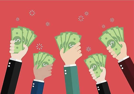 EPS 해외이미지 손 지폐 일러스트 비즈니스 들기 신체부위 빨간색 금융 경제 해외일러스트 컬러 돈 모션 사람 파일형식 벡터 이미지허브