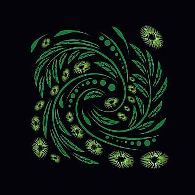 EPS 해외이미지 디자인 꽃 잎 일러스트 미술 사람없음 초록색 검은색 화려 민화 해외일러스트 식물 컬러 컨셉 문화예술 그림 파일형식 벡터 이미지허브