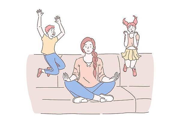 EPS 해외이미지 전신 여자 남자 딸 아들 어린이 일러스트 가족 엄마 함께함 앉기 소년 성인 소파 점프 만세 요가자세 즐거움 명상 해외일러스트 감정 포즈 컨셉 의자 요가 관계 모션 사람 파일형식 벡터 이미지허브