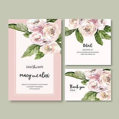 EPS 해외이미지 템플릿 꽃 분홍색 여러송이 결혼 잎 일러스트 사람없음 청첩장 초대 해외일러스트 식물 컬러 다수 카드_감사 이벤트 파일형식 벡터 이미지허브