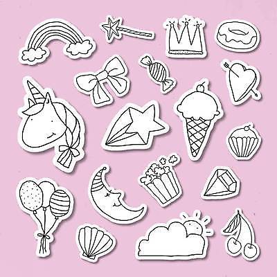 EPS 해외이미지 리본 분홍색 무지개 스티커 라인일러스트 일러스트 왕관 사람없음 세트 태양 귀여움 달 흰색 하트 체리 조개껍데기 도넛 컵케이크 라인아트 다이아몬드 풍선 콘아이스크림 요술봉 마법봉 별모양포장지 사랑의화살 알사탕 유니콘 해외일러스트 자연요소 모양 선 컬러 컨셉 과일 조개 아이스크림 디저트 화살 사탕 케이크 보석 포장지 파일형식 벡터 이미지허브