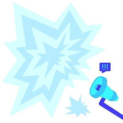 EPS 해외이미지 하늘색 말풍선 일러스트 사람없음 확성기 외침 느낌표 알림 카피스페이스 해외일러스트 기호 파란색 소리 공백 파일형식 벡터 이미지허브