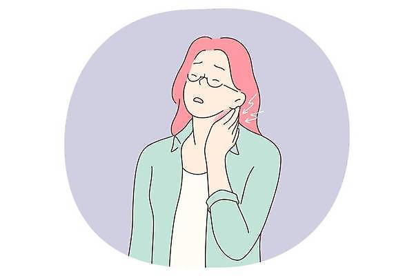 EPS 해외이미지 여자 일러스트 한명 상반신 성인 고통 잡기 찡그림 근육통 목통증 성인여자한명만 안경낌 해외일러스트 1 감정 안경 모션 표정 사람 여자한명만 성인여자만 파일형식 벡터 이미지허브