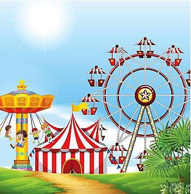 EPS 해외이미지 전신 여자 남자 어린이 하늘색 일러스트 앉기 소년 여러명 사람없음 놀이공원 서커스 대관람차 회전그네 어린이만 해외일러스트 다수 모션 사람 파란색 테마파크 놀이기구 파일형식 벡터 이미지허브