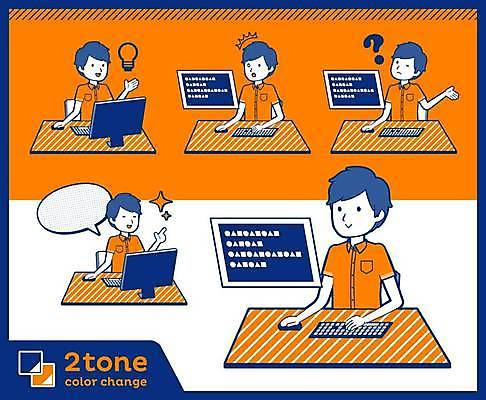 EPS 해외이미지 남자 포즈 말풍선 셔츠 일러스트 아이디어 말하기 여러명 상반신 성인 파란색 컴퓨터 세트 주황색 놀람 물음표 키보드 마우스 직장인 책상 호기심 성인남자만 해외일러스트 직업 기호 감정 컬러 가구 다수 컨셉 상의 모션 표정 사람 전자제품 컴퓨터용품 남자만 성인만 파일형식 벡터 이미지허브