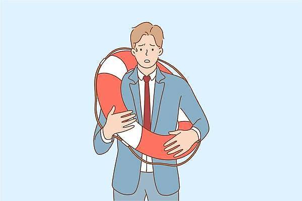 EPS 해외이미지 남자 하늘색 일러스트 비즈니스 한명 정장 상반신 성인 놀람 비즈니스맨 구출 곤란 성인남자한명만 구명부환 해외일러스트 1 옷 감정 표정 사람 파란색 도움 직장인 안전장비 튜브 남자한명만 성인남자만 파일형식 벡터 이미지허브