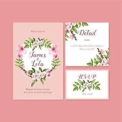 EPS 해외이미지 템플릿 분홍색 결혼 잎 일러스트 사람없음 장미 흰색 청첩장 초대 해외일러스트 식물 꽃 컬러 카드_감사 이벤트 파일형식 벡터 이미지허브