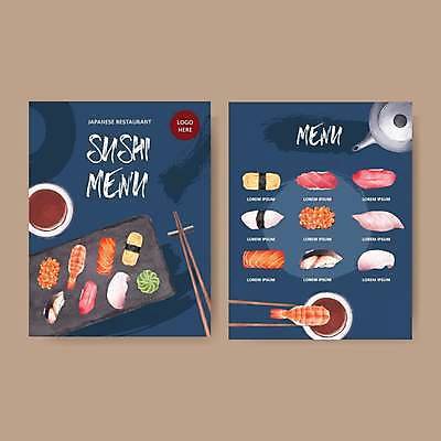 EPS 해외이미지 일러스트 젓가락 사람없음 초밥 찻주전자 남색 고추냉이 메뉴 간장 메뉴판 계란초밥 군함말이초밥 돌판 연어초밥 일식집 일본음식 참치초밥 해외일러스트 음식 컬러 주전자 수저 식당 돌_바위 양념 연어 파일형식 벡터 이미지허브
