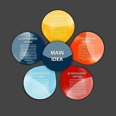 EPS 해외이미지 디자인 꽃무늬 일러스트 비즈니스 아이디어 사람없음 빨간색 파란색 노란색 자료 인포그래픽 정보 원형 목차 마인드맵 해외일러스트 도형 꽃 컬러 컨셉 무늬 파일형식 벡터 이미지허브