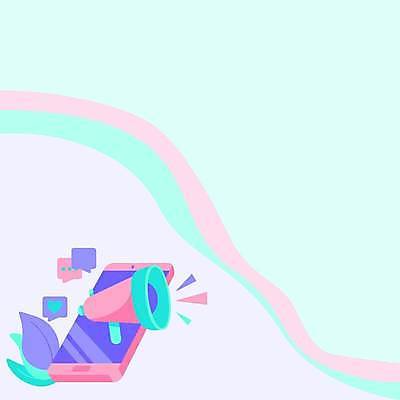 EPS 해외이미지 디자인 분홍색 하늘색 백그라운드 말풍선 일러스트 사람없음 스마트폰 확성기 발표 카피스페이스 해외일러스트 컬러 파란색 핸드폰 스마트기기 공백 파일형식 벡터 이미지허브