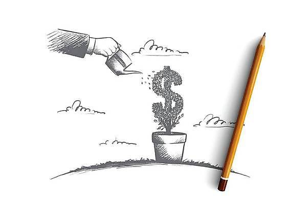 EPS 해외이미지 손 화분 일러스트 비즈니스 들기 신체부위 경제 연필 달러 물뿌리개 성장 스케치 물주기 투자 손그림 해외일러스트 돈 모션 학용품 미술 사람 필기구 파일형식 벡터 이미지허브