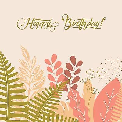 EPS 해외이미지 포스터 분홍색 잎 일러스트 타이포그라피 사람없음 생일 생일축하 생일카드 해외일러스트 식물 문자 기념일 컬러 카드_감사 축하 파일형식 벡터 이미지허브