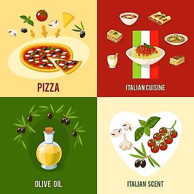 EPS 해외이미지 그릇 일러스트 방울토마토 치즈 피자 파스타 마늘 요리 사람없음 버섯 올리브오일 올리브 바질 라자냐 해외일러스트 식기 열매 토마토 채소 유제품 패스트푸드 서양음식 이탈리아음식 기름_음식 파일형식 벡터 이미지허브