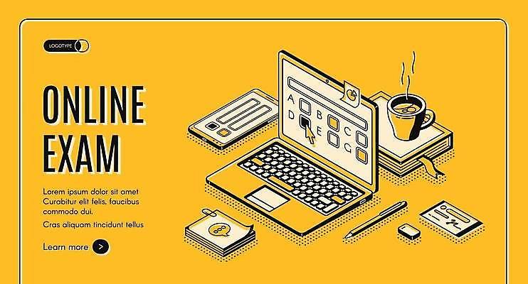 EPS 해외이미지 일러스트 타이포그라피 사람없음 책 노트북 스마트폰 연필 펜 노란색 시험 머그컵 메모지 포스트잇 클립 아이소메트릭 온라인강의 해외일러스트 문자 교육 컬러 학용품 컵 전자제품 핸드폰 스마트기기 필기구 사무용품 강의 파일형식 벡터 언택트 이미지허브