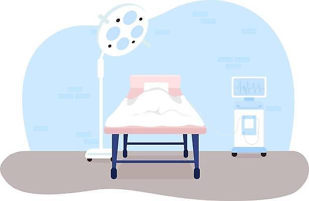 EPS 해외이미지 일러스트 전등 병원 사람없음 내부 수술 수술실 수술침대 해외일러스트 의학 조명 치료 침대 파일형식 벡터 이미지허브