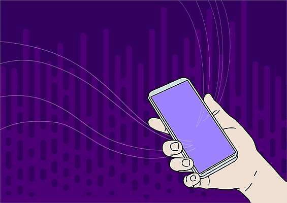 EPS 해외이미지 손 디자인 일러스트 들기 신체부위 스마트폰 보라색 잡기 해외일러스트 컬러 모션 사람 핸드폰 스마트기기 파일형식 벡터 이미지허브