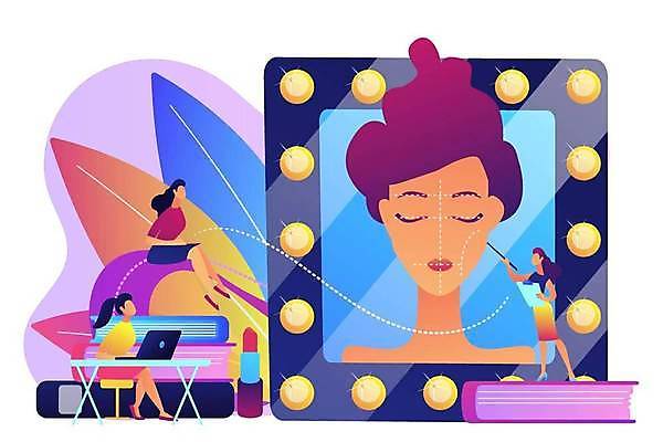 EPS 해외이미지 전신 라이프스타일 여자 얼굴 일러스트 서기 들기 앉기 여러명 상반신 성인 책 노트북 화장 화장품 거울 립스틱 가리킴 지시봉 메이크업아티스트 스타일리스트 얼굴없음 성인여자만 해외일러스트 직업 다수 모션 사람 손짓 생활 신체부위 전자제품 뷰티 여자만 성인만 파일형식 벡터 이미지허브