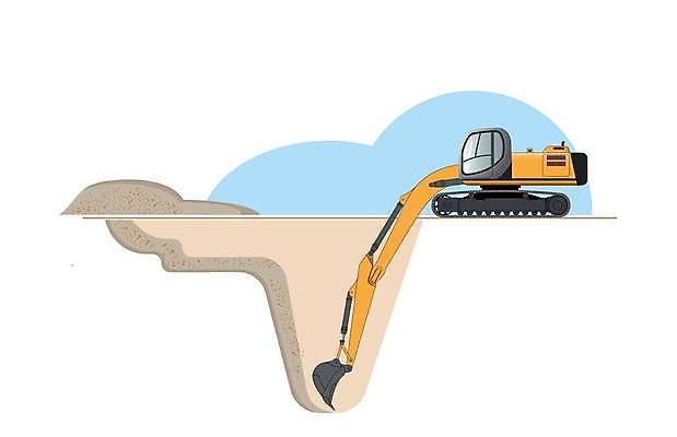 EPS 해외이미지 한대 일러스트 건설업 공사 사람없음 중장비 땅속 땅파기 휠굴삭기 해외일러스트 1 산업 산업장비 포크레인 파일형식 벡터 이미지허브